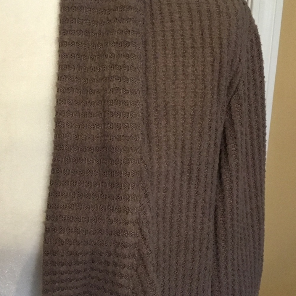 AnyBody Taupe Open-Front Draped Ribbed Cardigan - Picture 2 of 6